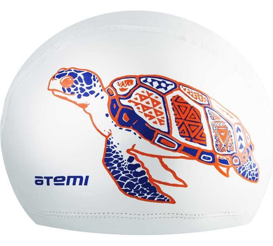 Изображение товара Тканевая шапочка для плавания ATEMI с ПУ покрытием, белый принт, PU 305 00-00001458