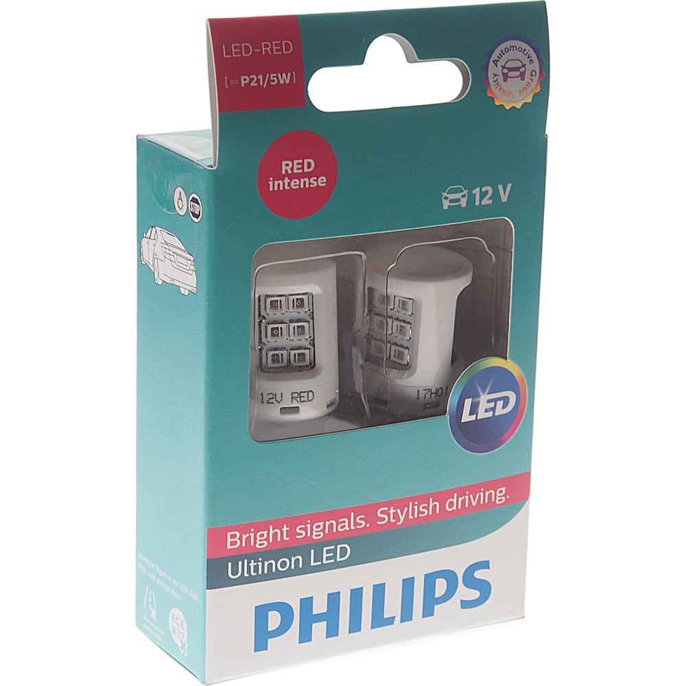 фото Автолампа philips p21/5w led red intense блистер, 2шт 12v 11499ulrx2