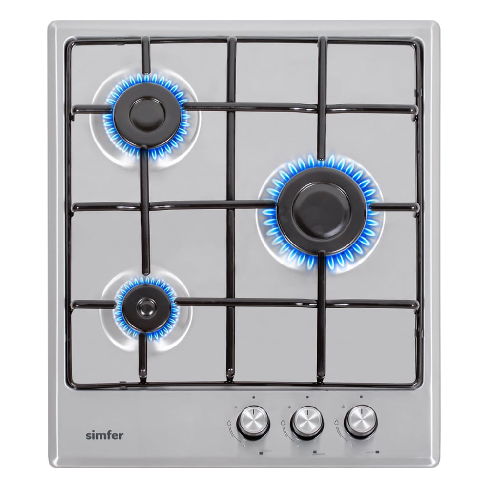 Изображение товара Газовая варочная панель Simfer H45V30M470 с 3 конфорками и эмалированными решетками