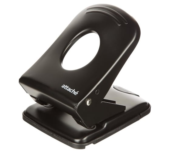 Изображение товара Металлический дырокол Attache до 40 листов, с линейкой, цвет черный 1613576