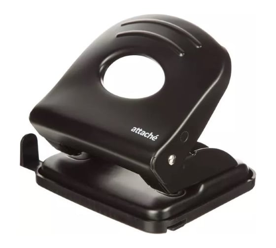 Изображение товара Металлический дырокол Attache до 30 листов, с линейкой, цвет черный 1613575