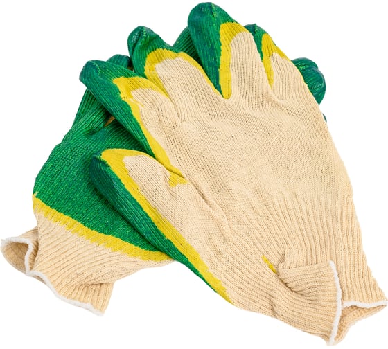 Изображение товара Хлопковые перчатки с двойным латексным покрытием ладони Airline зеленые, 5 пар AWG-C-09