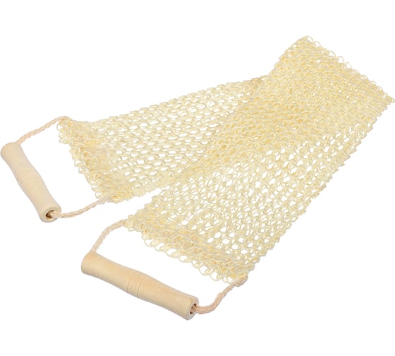 Изображение товара Мочалка из сизаля Банные Штучки лента с деревянными ручками, 56.5x11 см, 66.5x11 см с ручками 40057