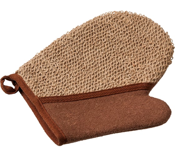 Изображение товара Мочалка из рами Банные Штучки варежка с хлопком, 18х21 см 40363