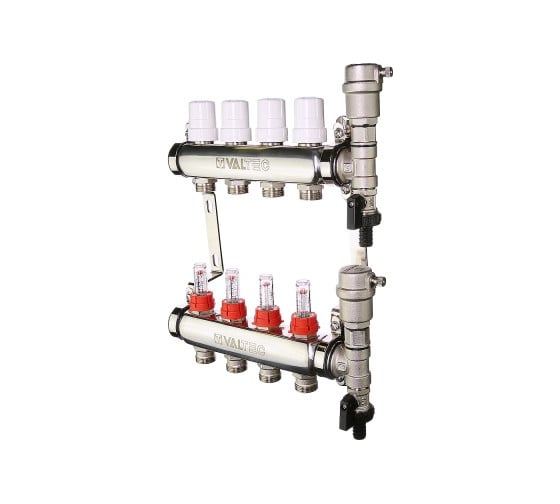 Изображение товара Коллекторная группа со встроенными расходомерами VALTEC в сборе, 1х3 выходов, Евроконус 3/4 VTc.589.EMNX.0603