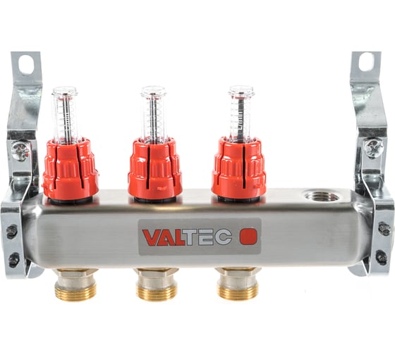 Изображение товара Коллекторная группа со встроенными расходомерами VALTEC в сборе, 1х3 выходов, Евроконус 3/4 VTc.586.EMNX.0603