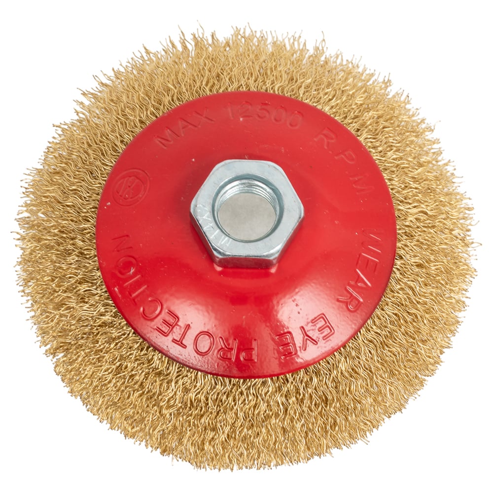 Изображение товара Коническая щетка-крацовка 100х22.2 мм для металла и дерева