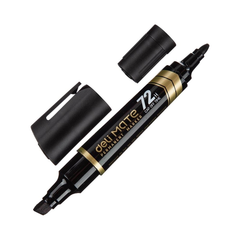 Изображение товара Маркер DELI перманентный двусторонний mate 1,52-6 мм черный eu72-bk EU72-BK