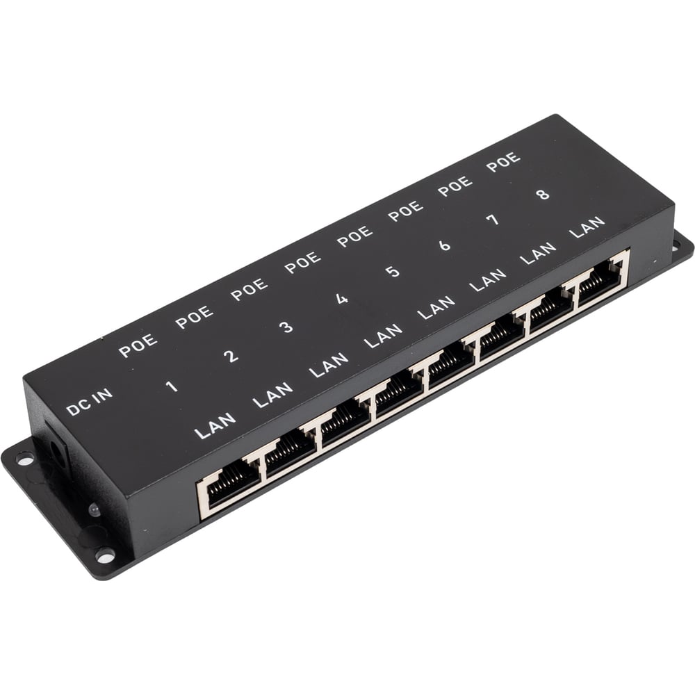 Изображение товара Пассивный PoE-инжектор OSNOVO Midspan-8/P 8 портов Ethernet питание стандарт