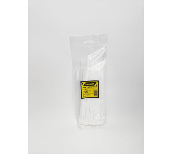 Изображение товара Нейлоновый хомут ЭЛЕКТРОБС 3.6x200 мм, стандартный, цвет белый 20005