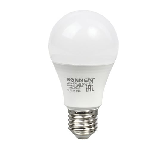 Изображение товара Светодиодная лампа SONNEN 12Вт, LED A60-12W-4000-E27, 453698