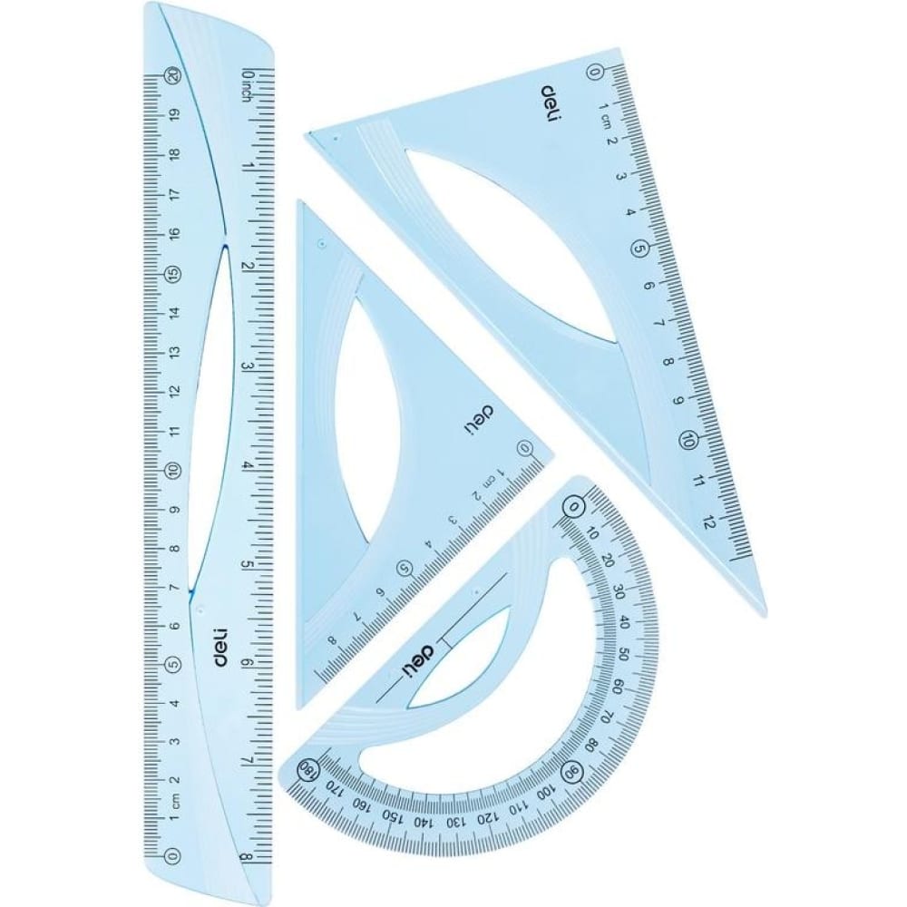 Средний чертежный набор DELI линейка для кроя и шитья 21 5 × 21 5 см прозрачный