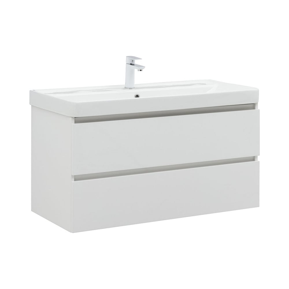 Изображение товара Тумба Aquanet Вега 100 для ванной комнаты 2 ящика белый глянец