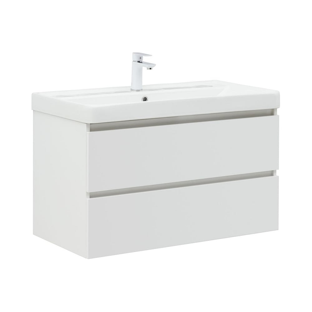 Изображение товара Тумба Aquanet Вега 90, подвесная с двумя ящиками, белый глянец