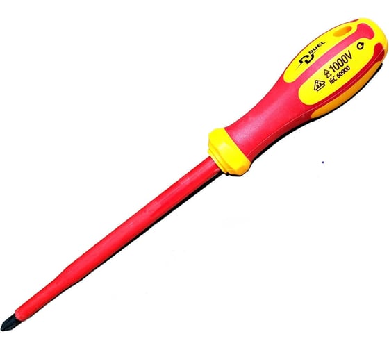 Изображение товара Диэлектрическая отвёртка DUEL 1000V крестообразный шлиц Ph1 4x80мм, длина 175мм DE02-001-080