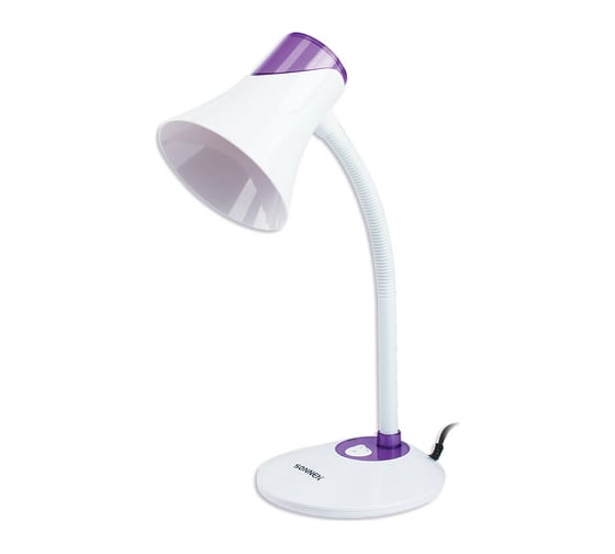 Изображение товара Светильник настольный SONNEN OU-607, на подставке, цоколь Е27, белый/фиолетовый, 236682