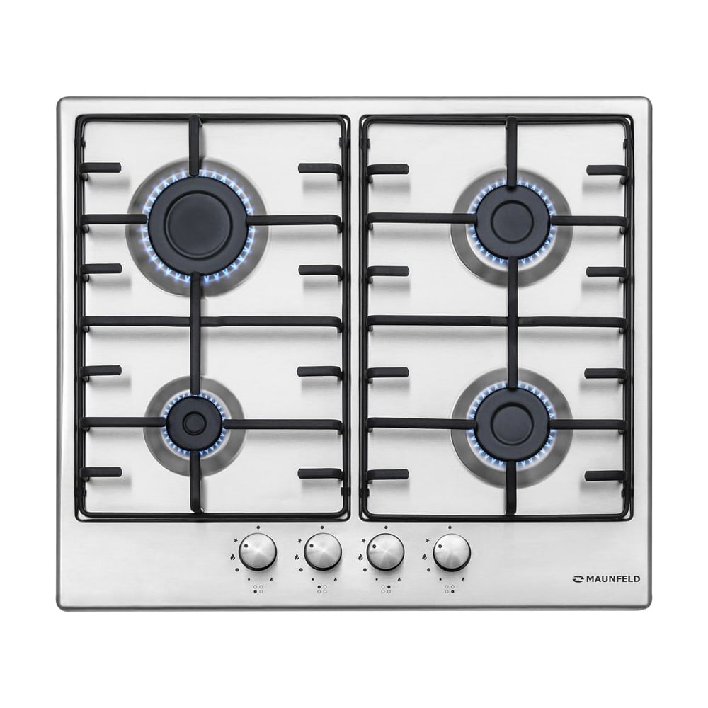 Изображение товара Газовая варочная панель MAUNFELD EGHS.64.3ES/G нержавеющая сталь 4 конфорки безопасная
