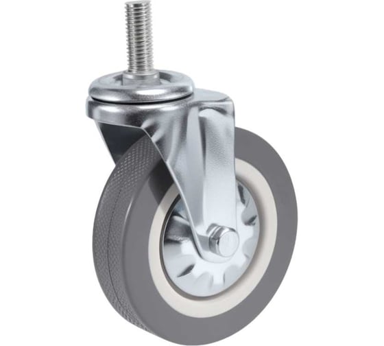 Изображение товара Колесо Brante поворотное 100 мм. на штыре М12 серая резина 33100T 104405