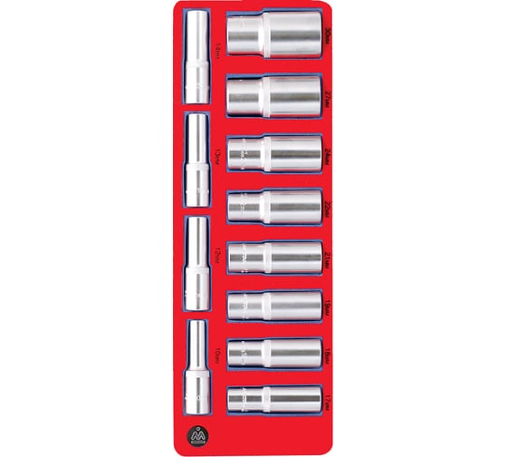 Изображение товара Набор глубоких головок 12-гранных (12 пр; 10-30 мм; 1/2") МАСТАК 5-014212