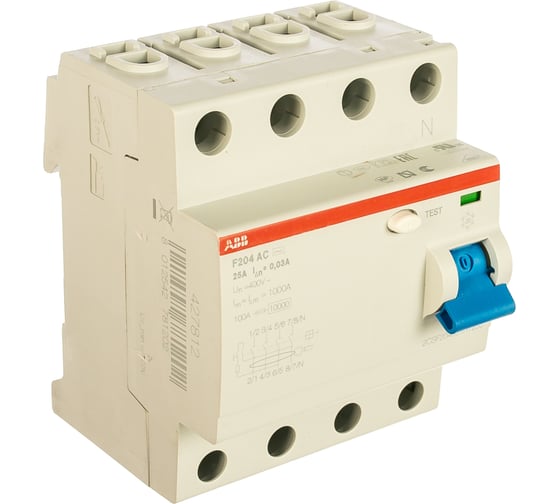 Изображение товара УЗО ABB F204AC 4Р 25А 100mA 2CSF204001R2250