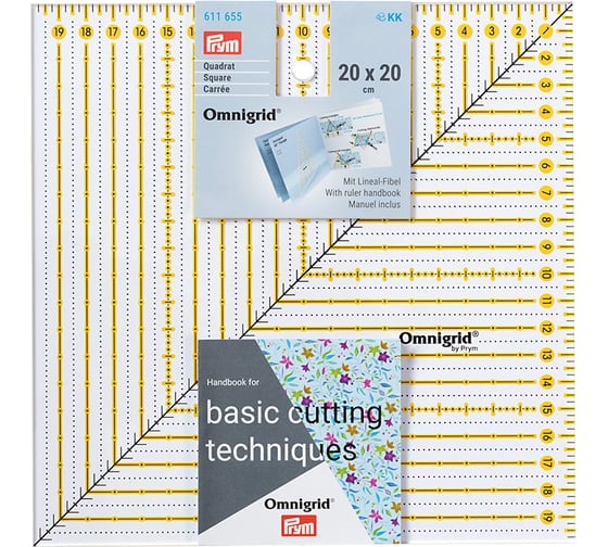 Изображение товара Линейка для пэчворка Omnigrid 20 см х 20 см 611655 шкала в см PRYM 518696