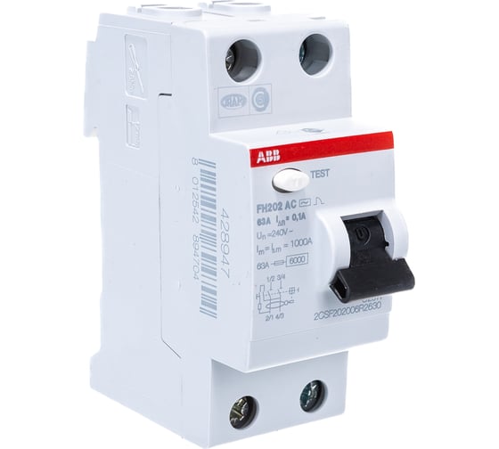 Изображение товара Выключатель дифференциального тока ABB 2 модуль FH202 AC-63/0,1 2CSF202006R2630