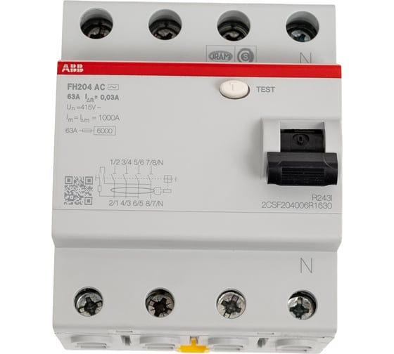Изображение товара Выключатель дифференциального тока ABB 4 модуля FH204 AC-25/0,1 2CSF204006R2250