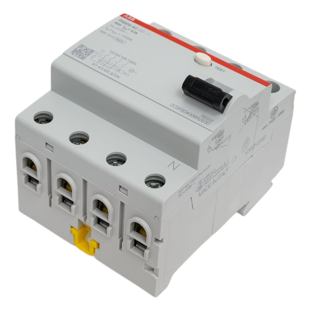 Изображение товара Выключатель дифференциального тока ABB 4 модуля FH204 AC-63/0,1 для DIN-рейки