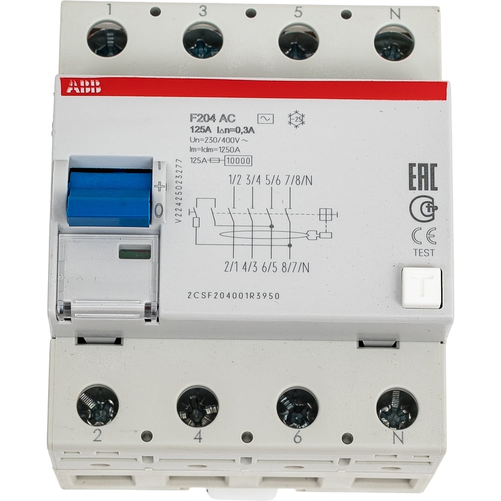 Изображение товара Выключатель дифференциального тока ABB 4 модуля F204 АС-125/0,3 защита сети
