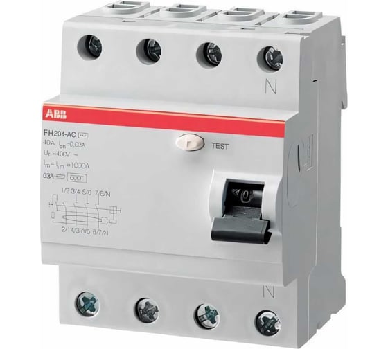Изображение товара Выключатель диф.тока ABB 4мод. FH204 AC-40/0,3 2CSF204003R3400