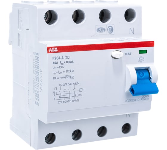 Изображение товара Выключатель дифференциального тока ABB 4 модуля F204 A-40/0.03 2CSF204101R1400