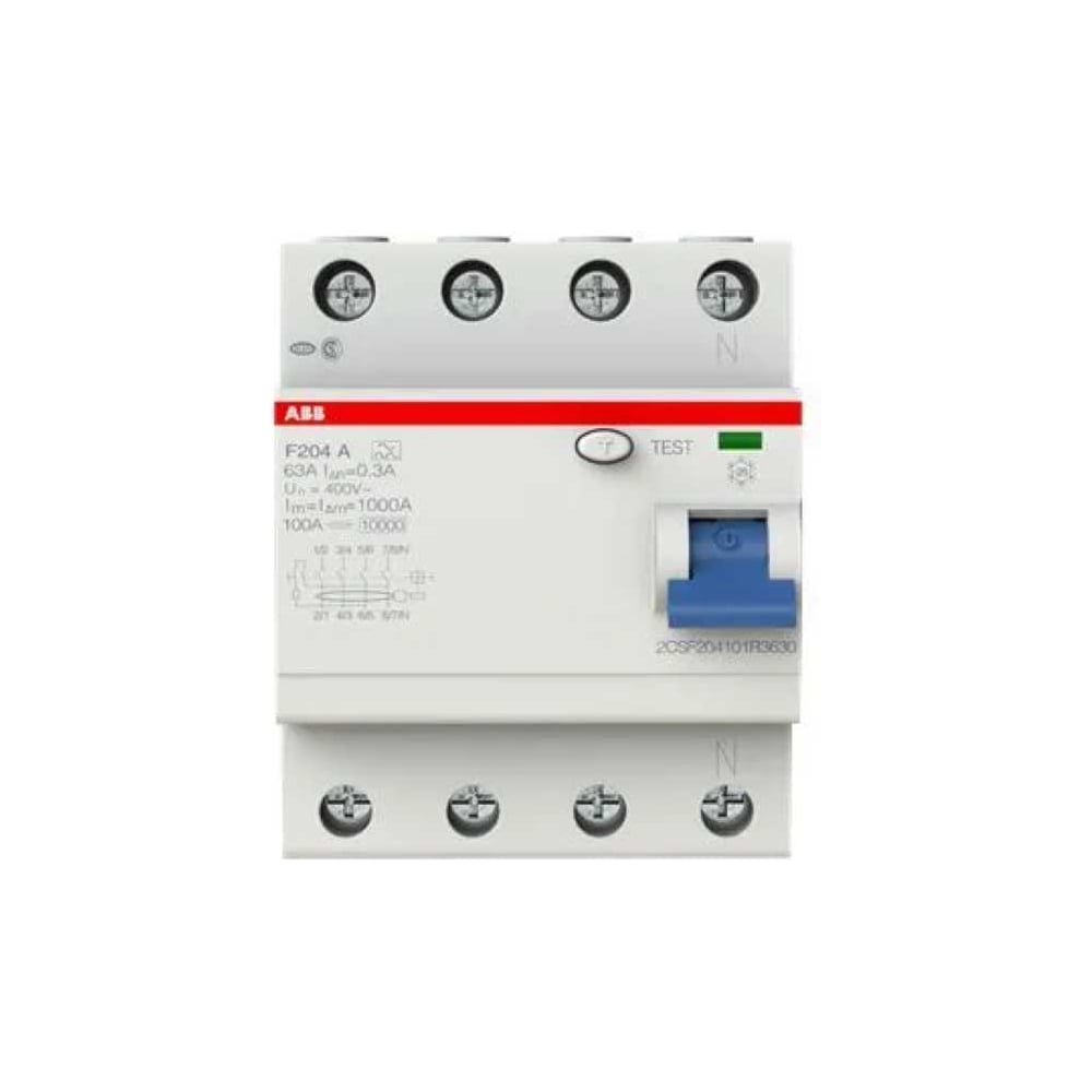 Изображение товара Выключатель дифференциального тока ABB 4 модуля F204 A-63/0,3 2CSF204101R3630 Изображение товара Выключатель дифференциального тока ABB 4 модуля F204 A-63/0,3 2CSF204101R3630