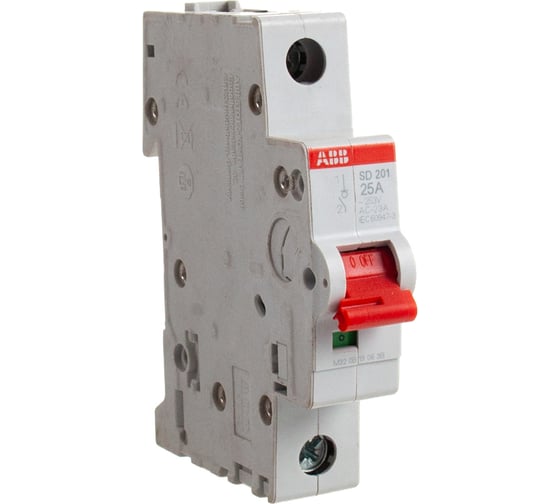 Изображение товара Рубильник ABB 1 полюс SD201/25 рычаг красный 2CDD281101R0025