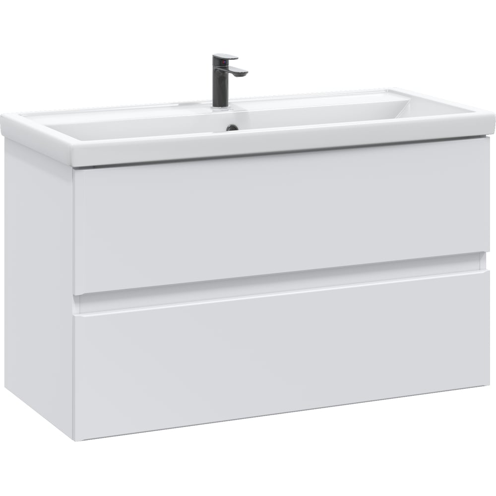 Изображение товара Подвесная тумба для ванной комнаты Sanstar Велья 100 белая с двумя ящиками