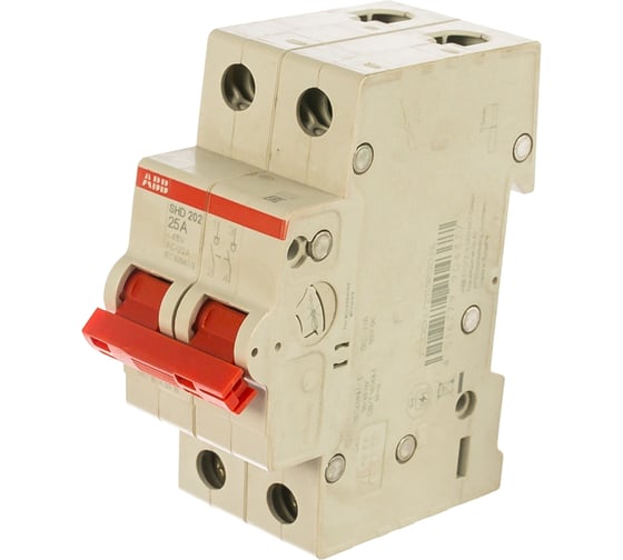 Изображение товара Рубильник ABB 2 полюса SHD202/25 рычаг красный 2CDD272111R0025