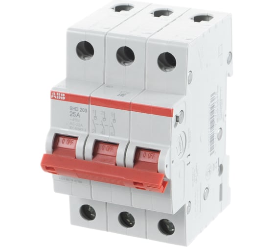 Изображение товара Рубильник ABB 3 полюса SHD203/25 рычаг красный 2CDD273111R0025