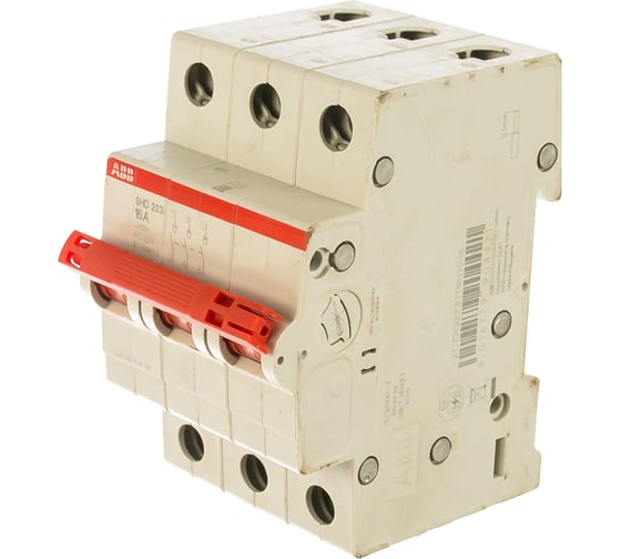 Изображение товара Рубильник ABB 3 полюса SHD203/16 рычаг красный 2CDD273111R0016