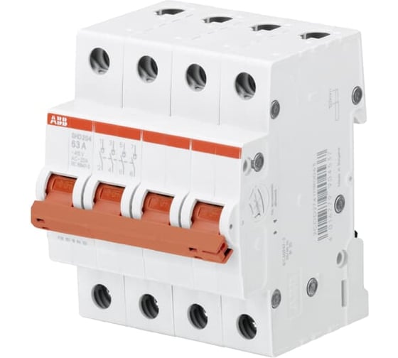Изображение товара Рубильник ABB 4 полюса SHD204/63 рычаг красный 2CDD274111R0063