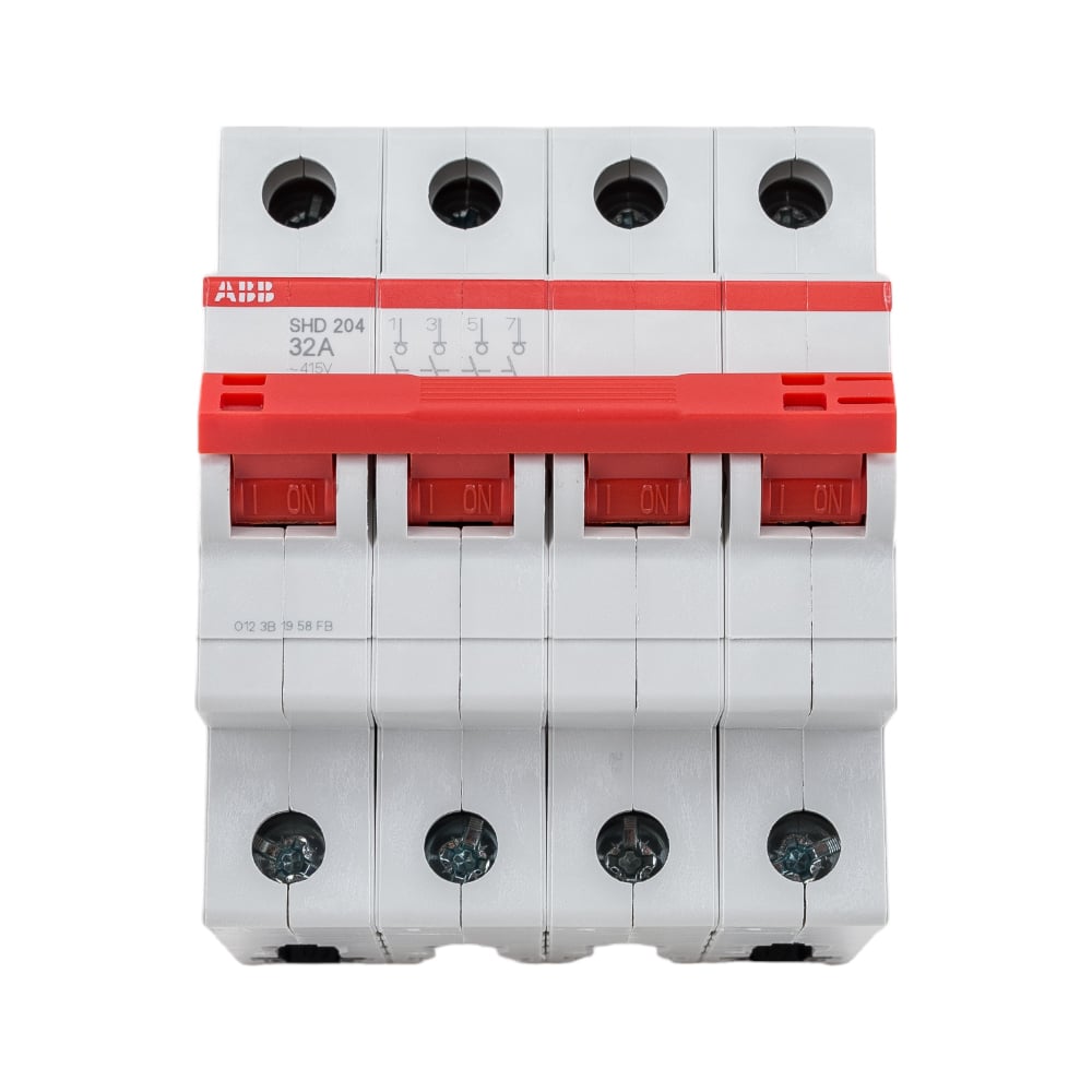 Изображение товара Рубильник ABB SHD204/32 4-полюсный рычаг красный, IP20
