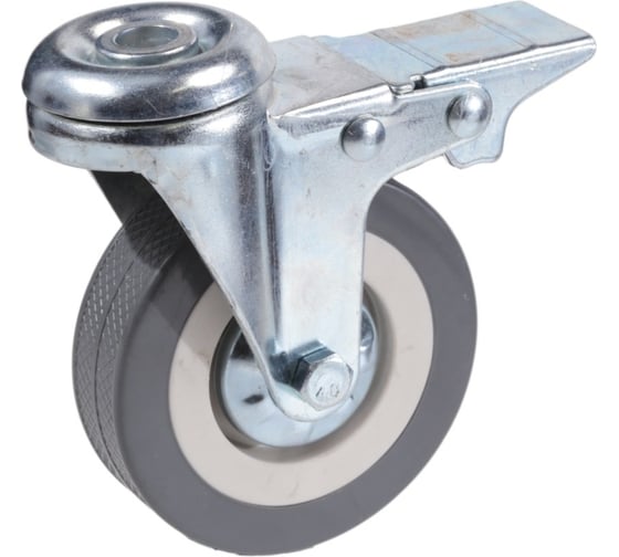 Изображение товара Колесо Brante поворотное 75 мм. под штырь с тормозом серая резина 33075DB 107237