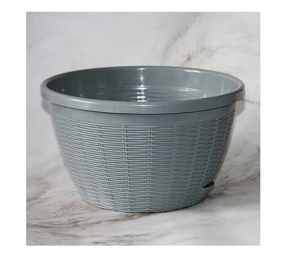 Изображение товара Подвесное кашпо bmc КШ-9803 Серое без подвеса d26см h15см 4,5л 069693