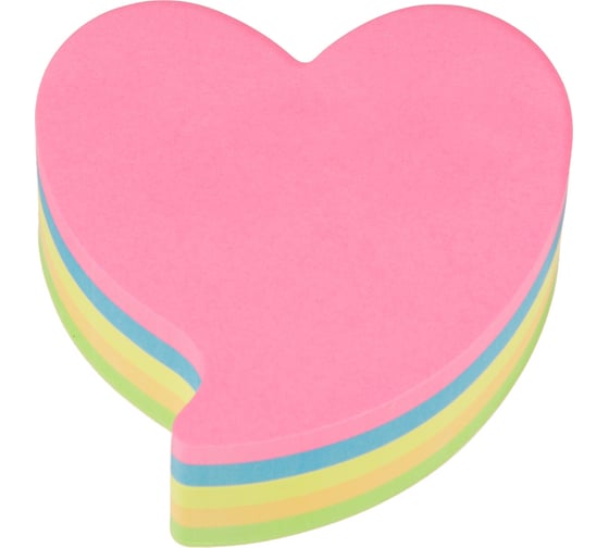Изображение товара Фигурные стикеры Kores fantasy heart 70x70 мм, 5 смешанных неоновых цветов, по 250 л 48705 1801191