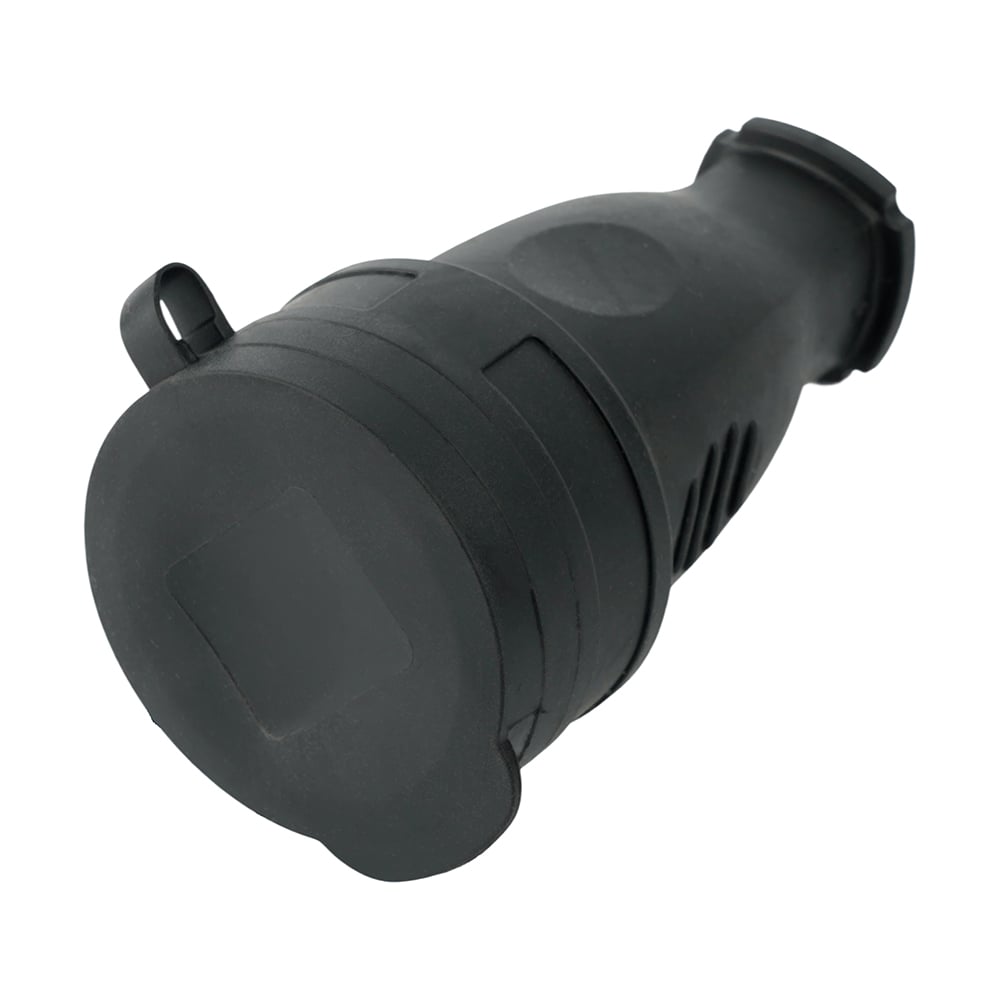 Изображение товара Переносная розетка STEKKER с крышкой 230В IP44 одноместная черная RST16-21-44