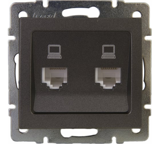 Изображение товара Двойная компьютерная розетка LEZARD RAIN цв. черный графит матовый 703-4188-141