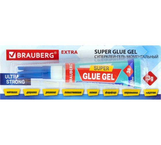 Изображение товара Моментальный клей-гель BRAUBERG ультрапрочный суперклей Extra, 3 г, отрывная карта 603103