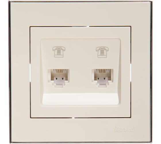 Изображение товара Двойная телефонная розетка LEZARD RAIN евро белый с бок. вст. хром 703-0225-138