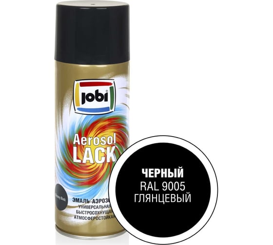 Изображение товара Аэрозольная эмаль JOBI глянцевая черная RAL 9005 520 мл 31631