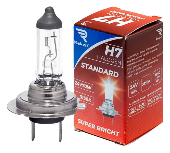 Изображение товара Галогенная лампа Rekzit H7 24V70W 1шт. 90079