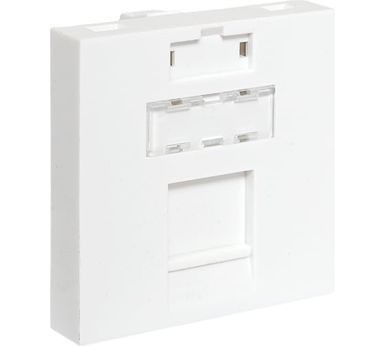 Изображение товара Вставка розеточная EKF TERACOM PRO 45x45 мм, формат Mosaic, на 1 модуль Keystone со шторкой и маркером, белая 10 шт. TRP-INS-MOS-2M1P-WH