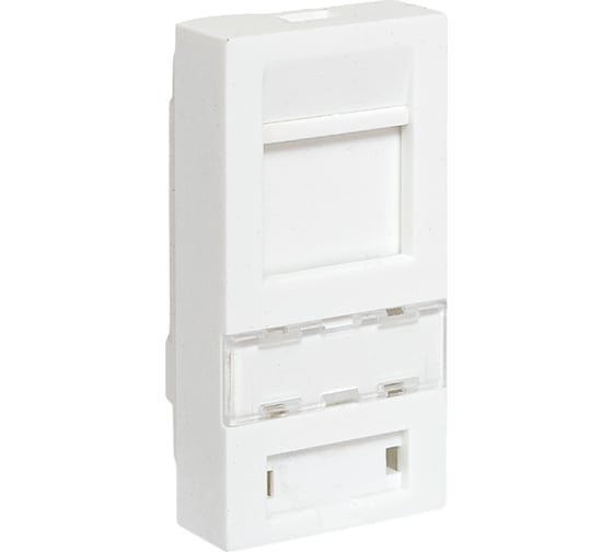 Изображение товара Вставка розеточная EKF TERACOM PRO 45x22.5 мм, формат Mosaic, на 1 модуль Keystone со шторкой и маркером, белая TRP-INS-MOS-1M1P-WH